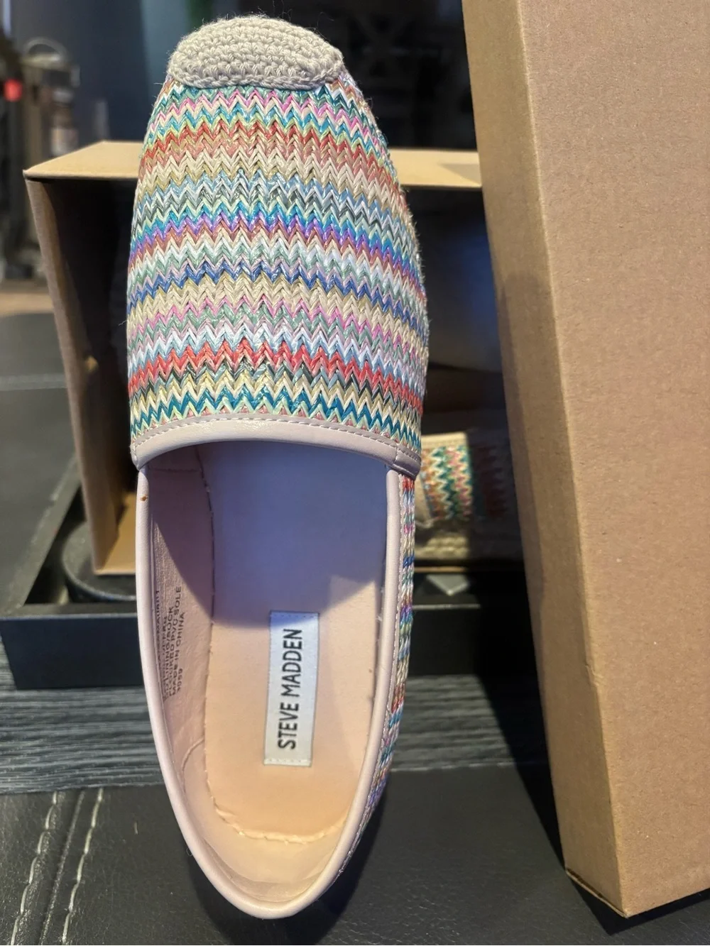 Steve Madden Multicolor Chevron Knit Slip-Ons
